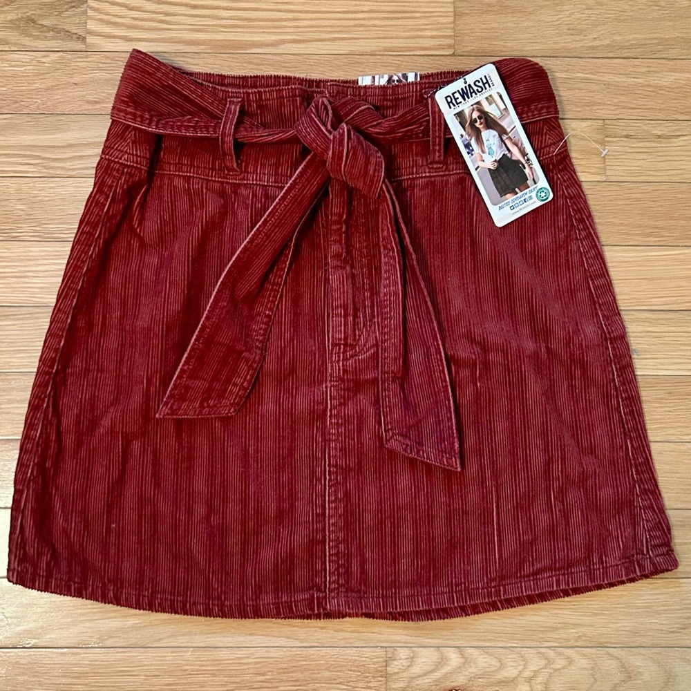 Belted Corduroy Skirt